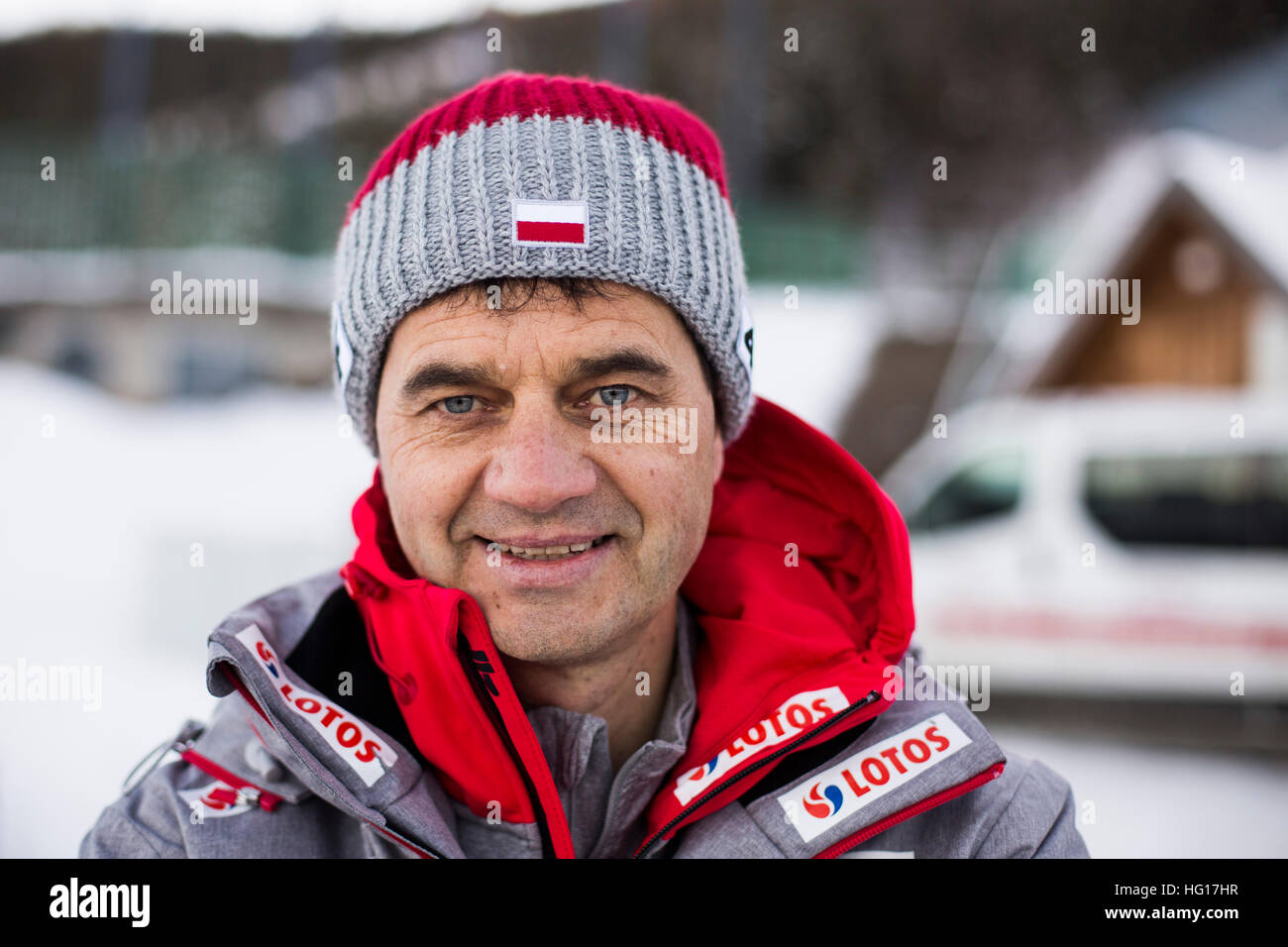 Stefan Horngacher, Polish Ski Jumping Team's coach on December 22, 2016 in Zakopane, Poland. Stock Photo