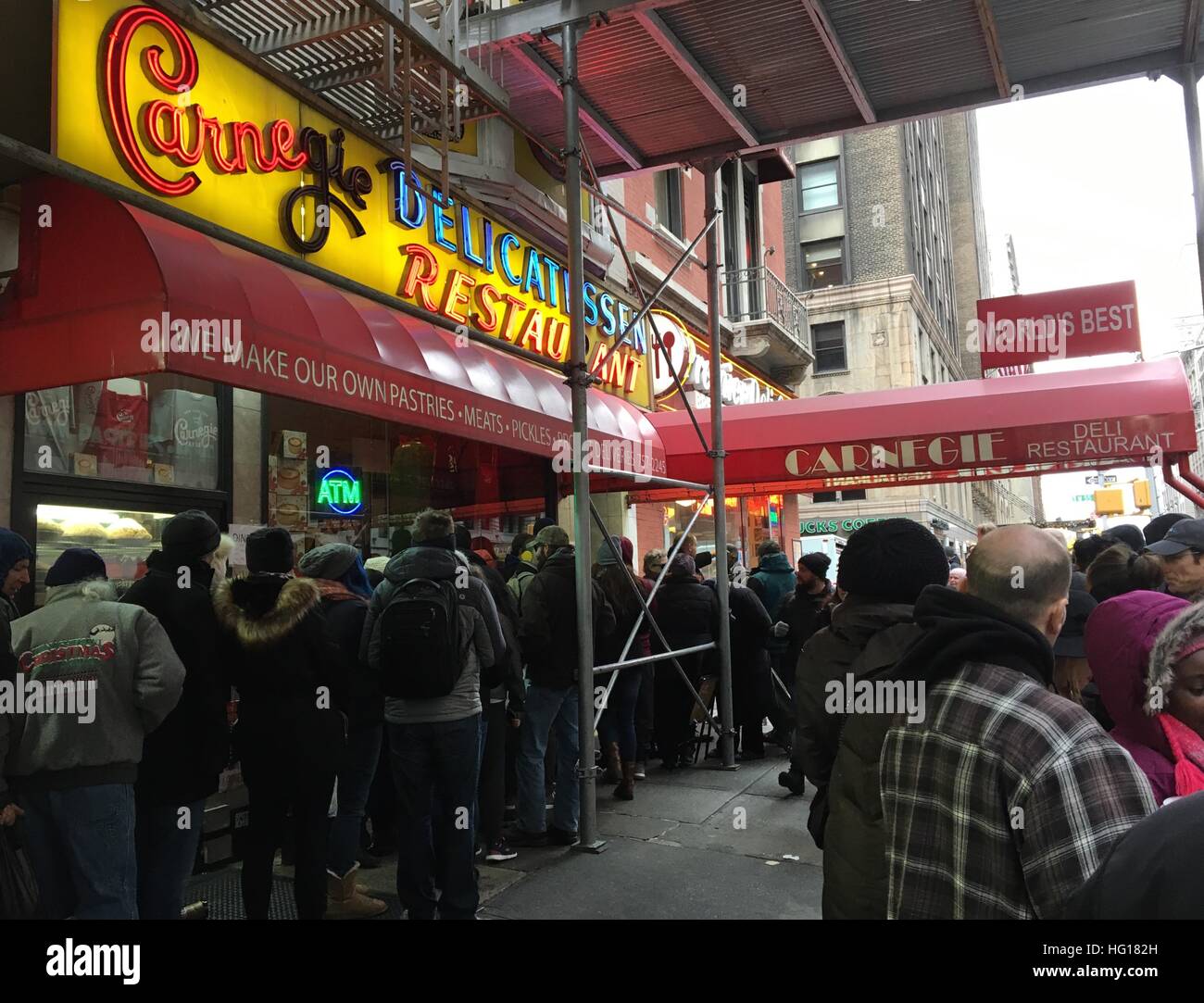 New York NY USA. 30th Dec 2017. Patrons wait in long lines