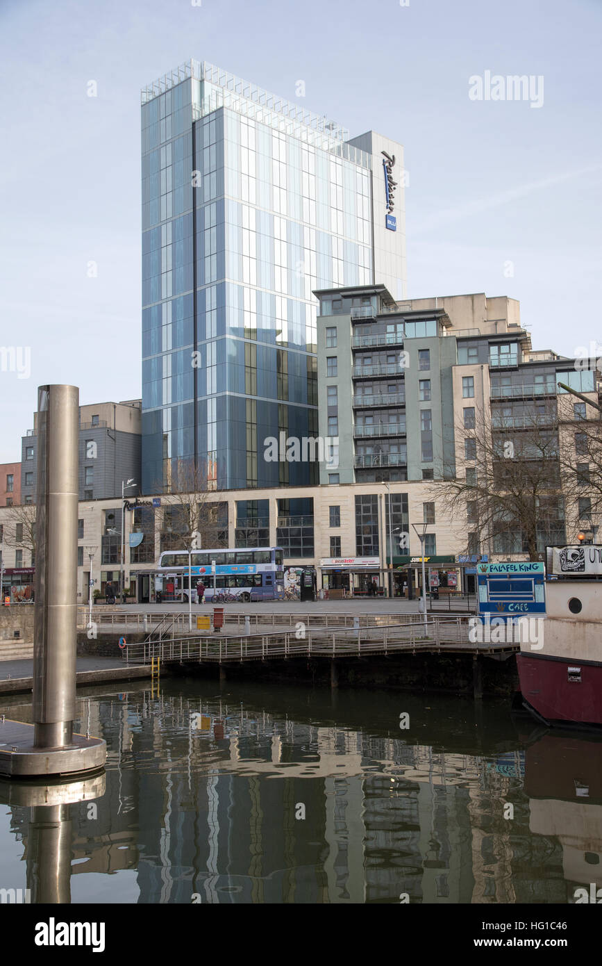 The Radisson Blu hotel on Broad Quay on the waterfront in Bristol
