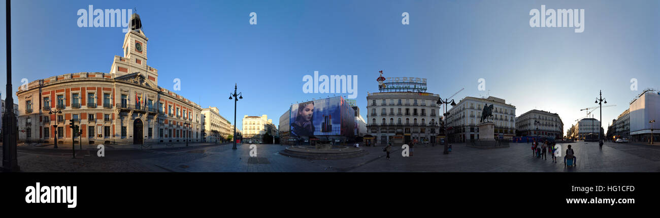 Puerta del Sol, Madrid, Spain panorama Stock Photo