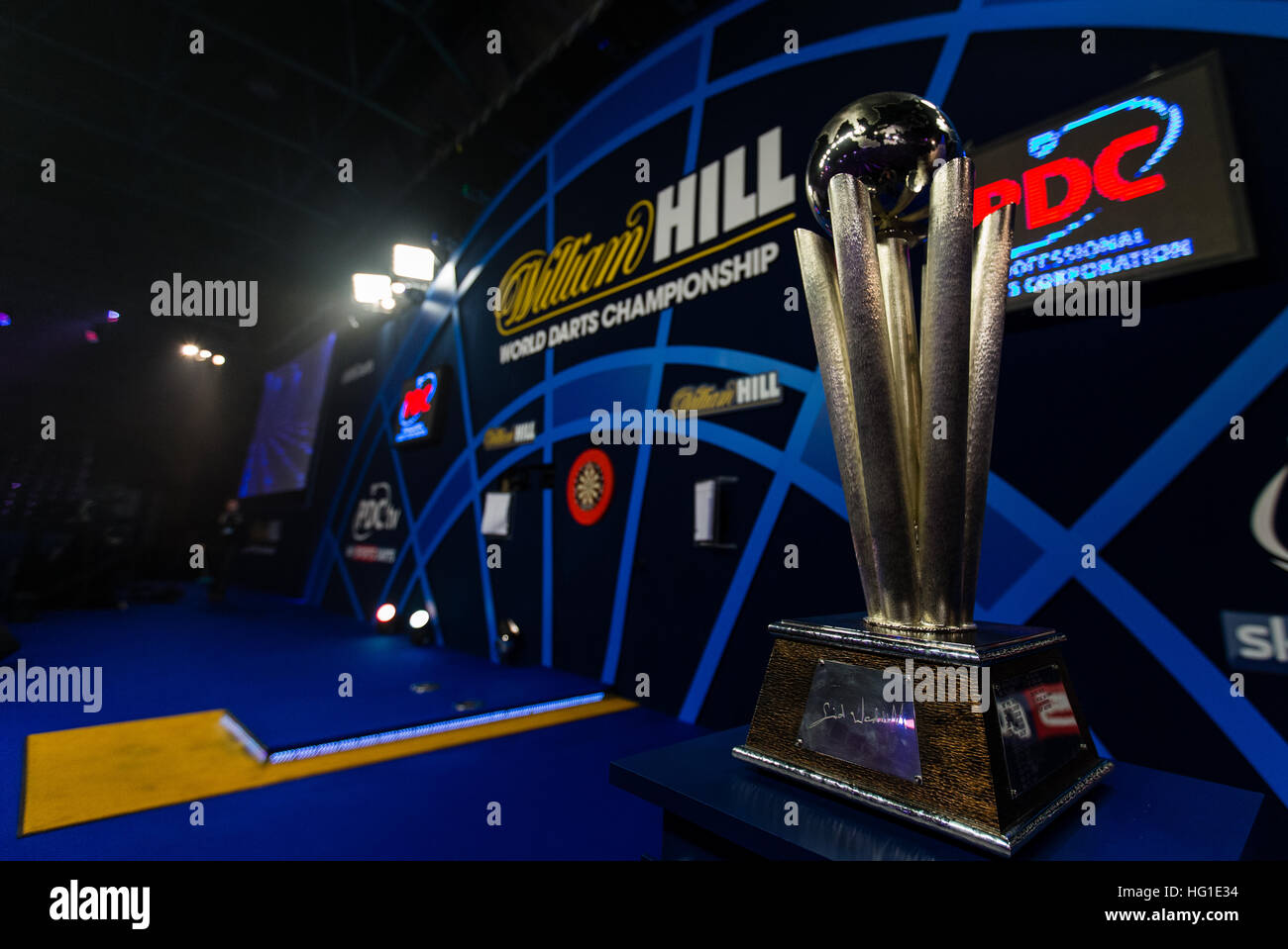 General view of the Sid Waddell trophy ahead of day fifteen of the
