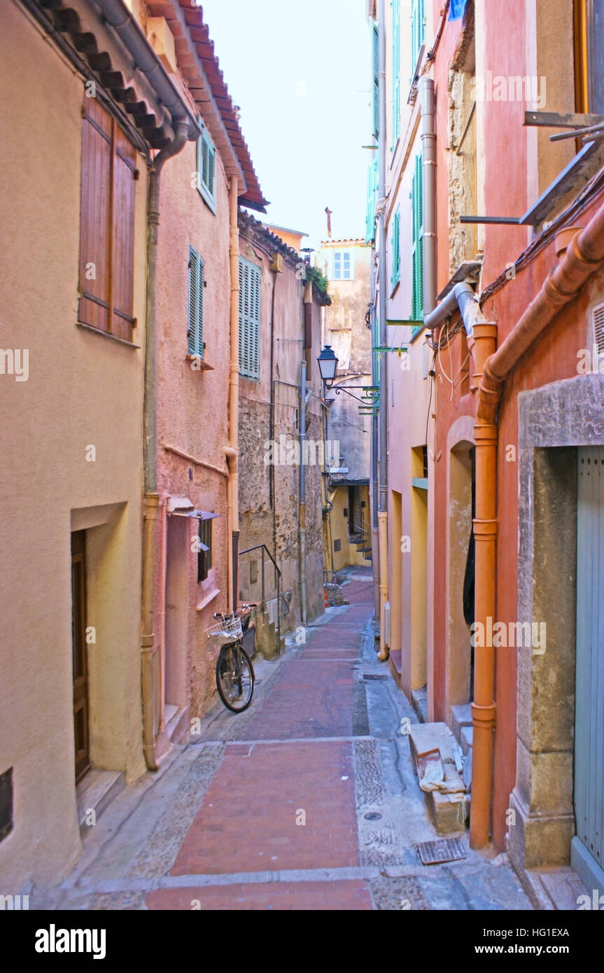 The old town of Menton is full of the narrow winding streets, and hilly