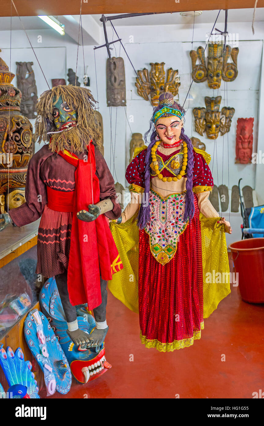 The puppets for traditional performances had received basic influence from the Rajasthan Province of Southern India Stock Photo