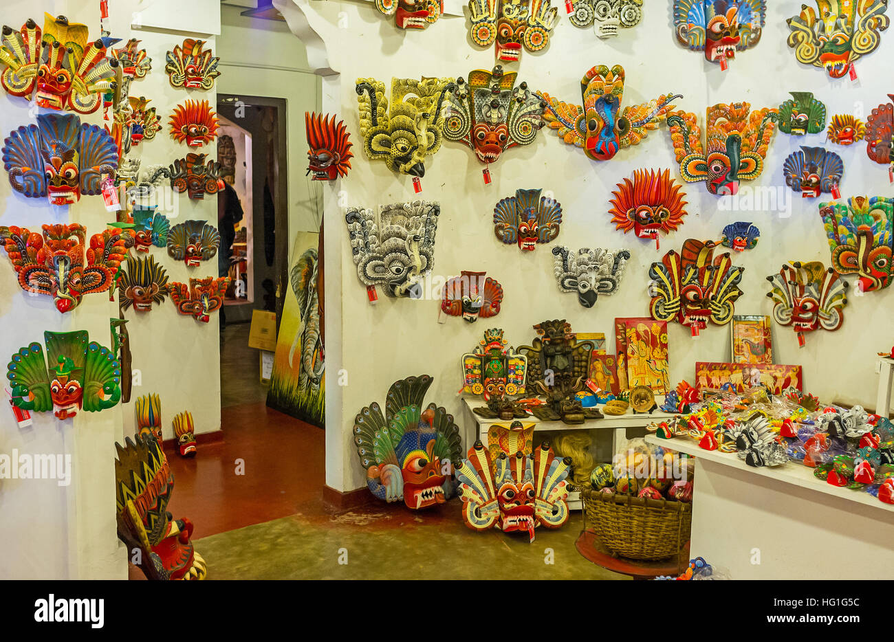 The large mask store next to the mask museum, offers interesting gifts and home decors Stock Photo