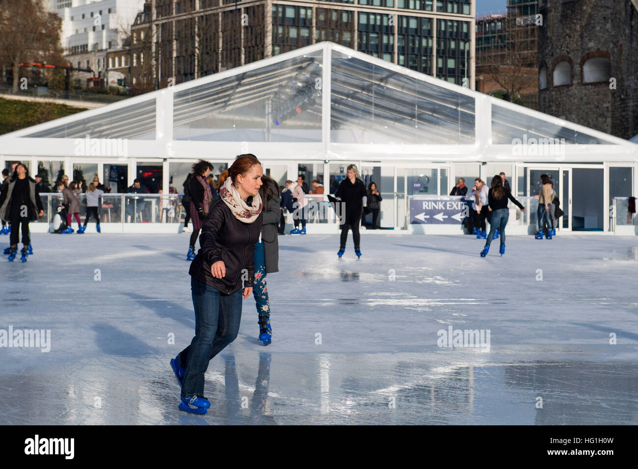 Tower Of London temporary outdoor ice rink, London, UK Stock Photo Alamy