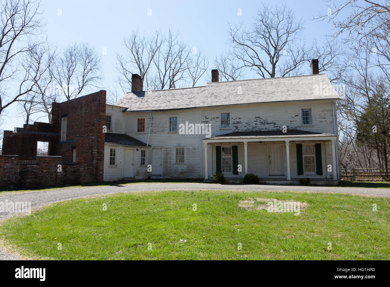 Color photographs of historic buildings at Allaire Village in Allaire