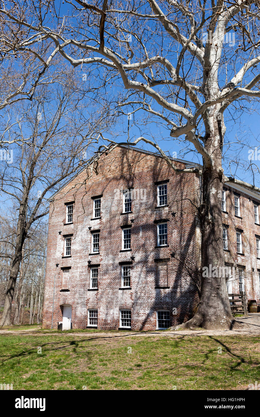 Color photographs of historic buildings at Allaire Village in Allaire