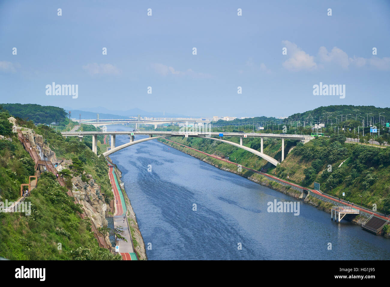 Gyeongin Waterway, which is a canal between Gimpo and Incheon. It was built in 2012 for the purpose of flood control and leisure pursuits Stock Photo - Alamy