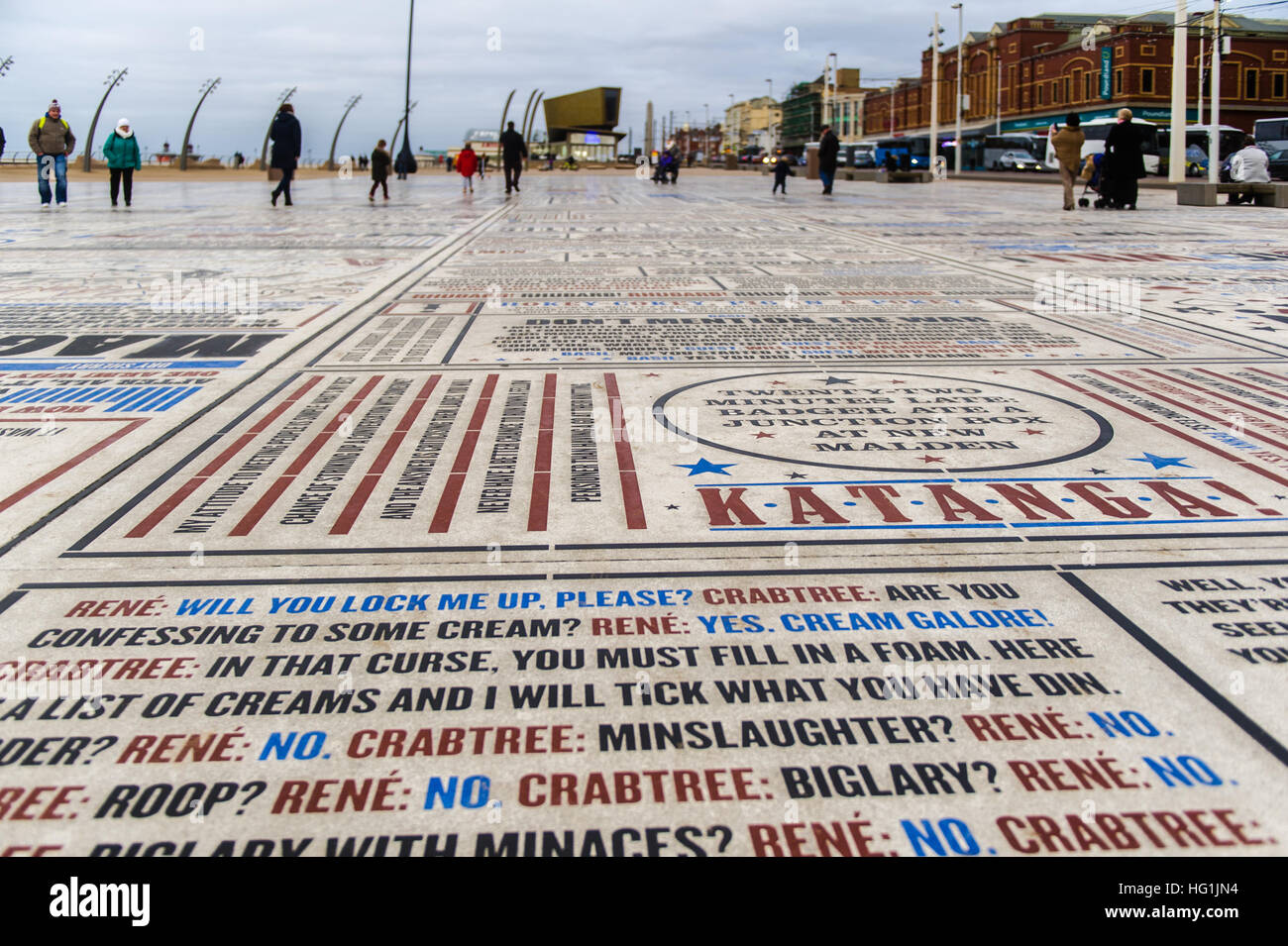 Blackpool Comedy Carpet  by artist Gordon Young on a cold December day. Stock Photo