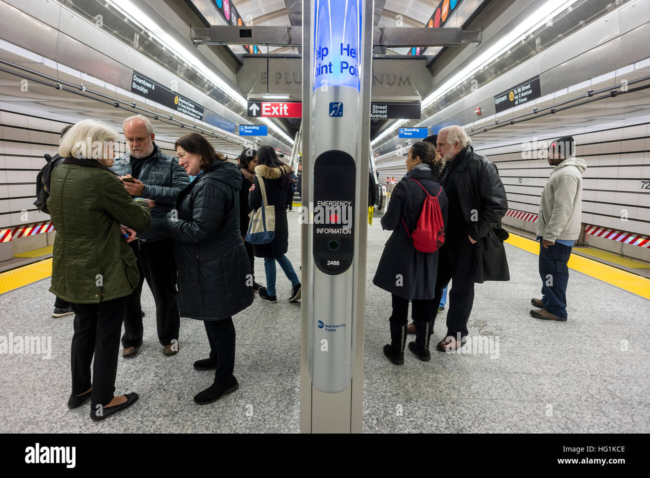 New York, USA 1 January 2017 - After nearly a century the Second Avenue Subway finally opened to the public on New Years Day. Three new stations, at 72nd, 86th and 96th streets, plus an extension at East 63rd were added to the BMT and cost 4.4 billion dollars. The new state of the art subway line runs along BMT lines to Brighton Beach, Brooklyn. ©Stacy Walsh Rosenstock Stock Photo