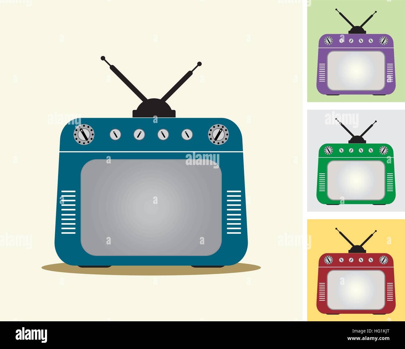 Set of Vintage television Vector Illustration Stock Vector Image & Art ...