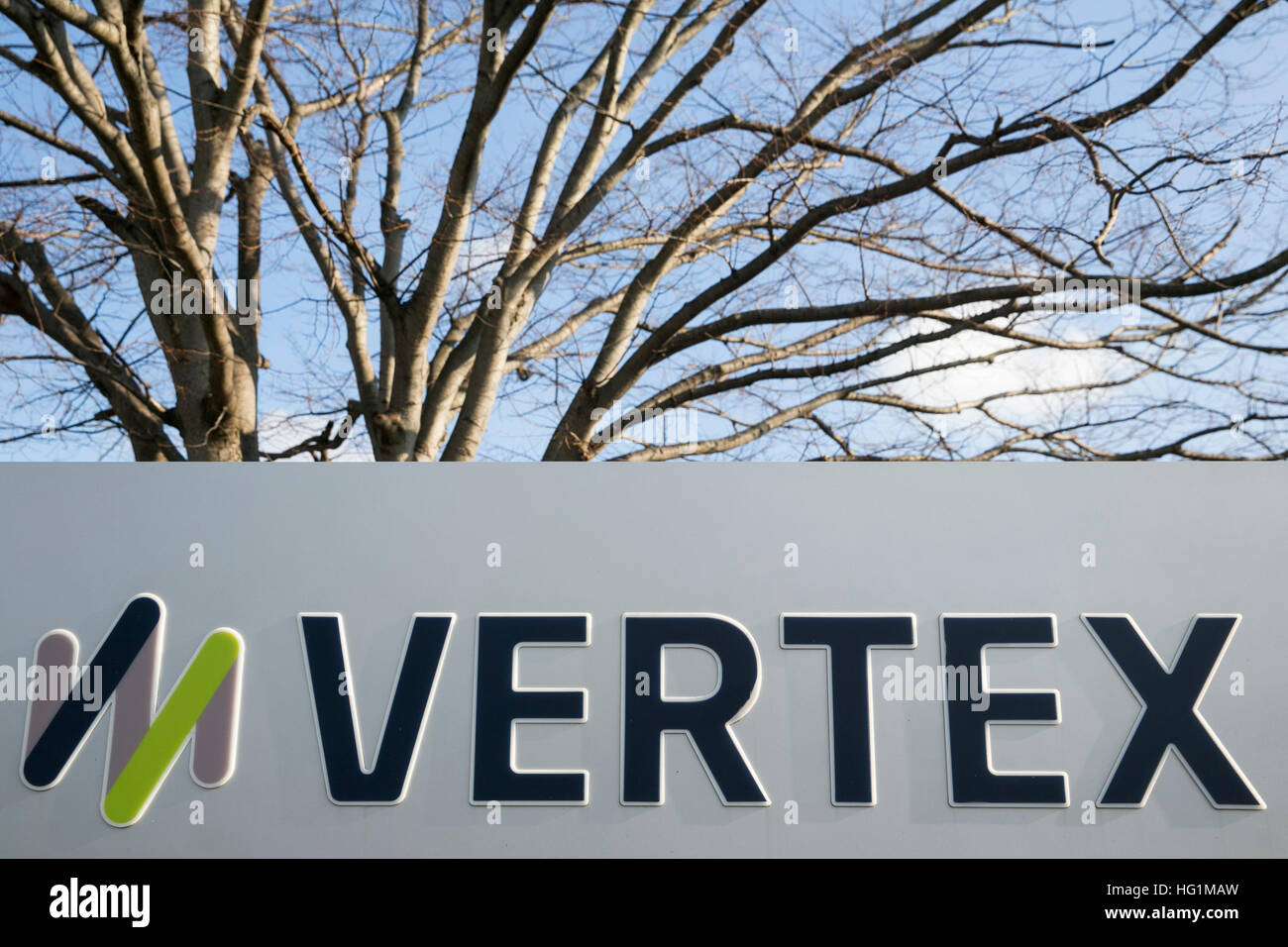 A logo sign outside of the headquarters of software maker Vertex, Inc., in  Berwyn, Pennsylvania on December 10, 2016 Stock Photo - Alamy