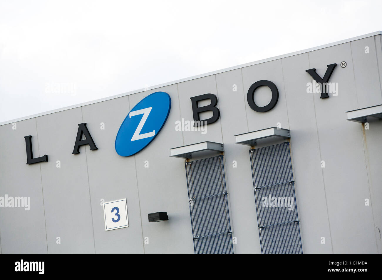 A logo sign outside of a facility occupied by La-Z-Boy, Inc., in Robbinsville, New Jersey on December 10, 2016. Stock Photo