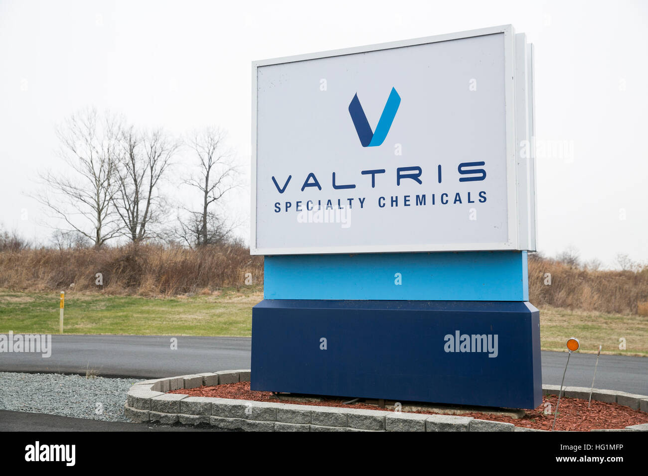 A logo sign outside of a facility occupied by Valtris Specialty Chemicals in Swedesboro, New Jersey on December 11, 2016. Stock Photo