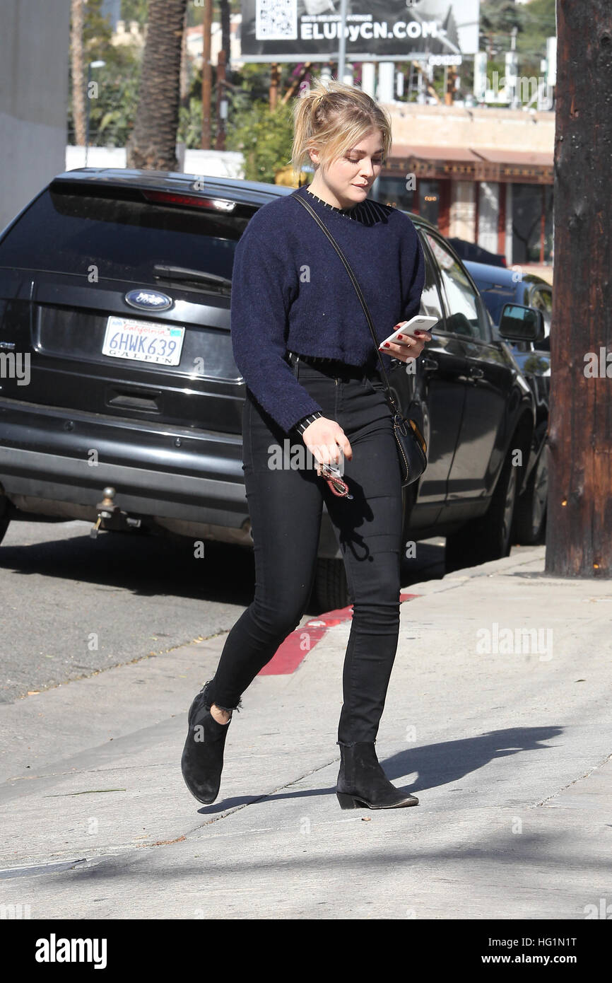 Chloë Grace Moretz arriving at a salon in Beverly Hills, California