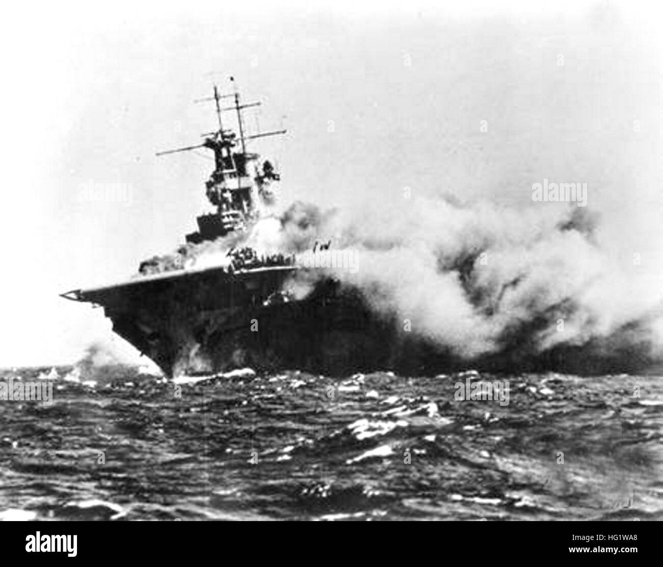 Uss Wasp Cv 7 Sinking In September 1942 Stock Photo