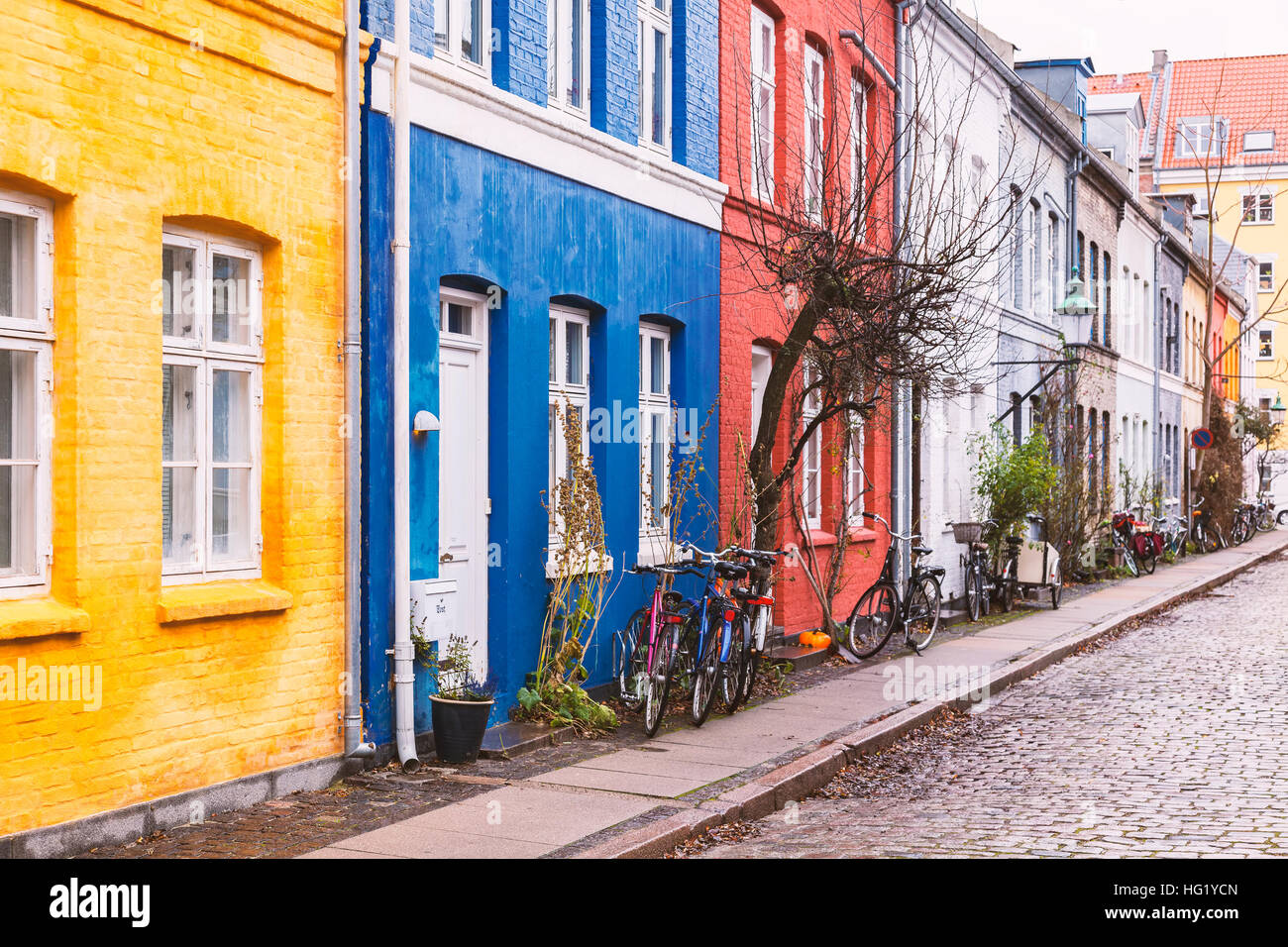 Image of colorful street in Copenhagen, Denmark Stock Photo - Alamy