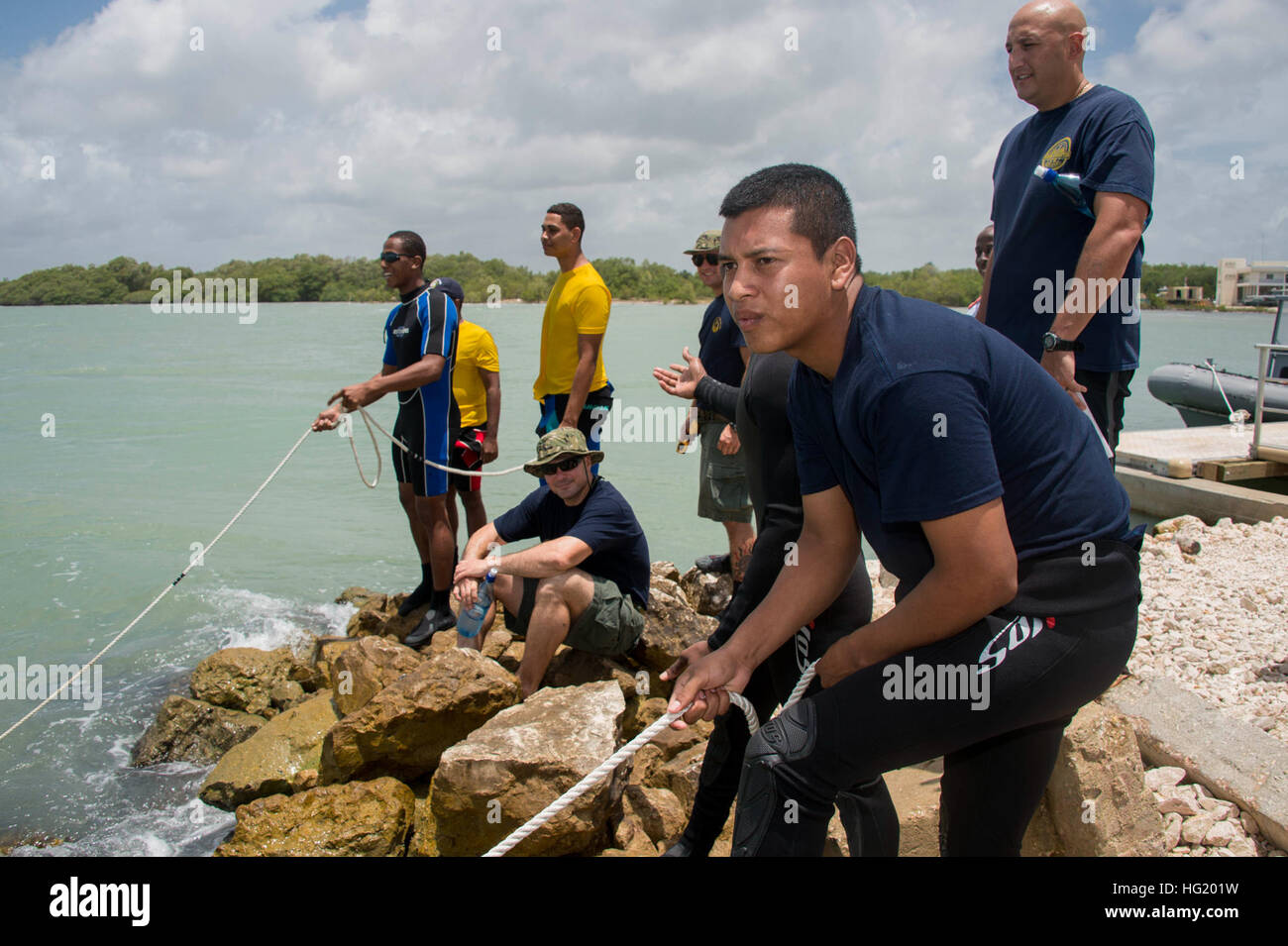 Line Pull Signal Seaman from the Belize Coast Guard and U.S. Navy Mobile Diving and ...