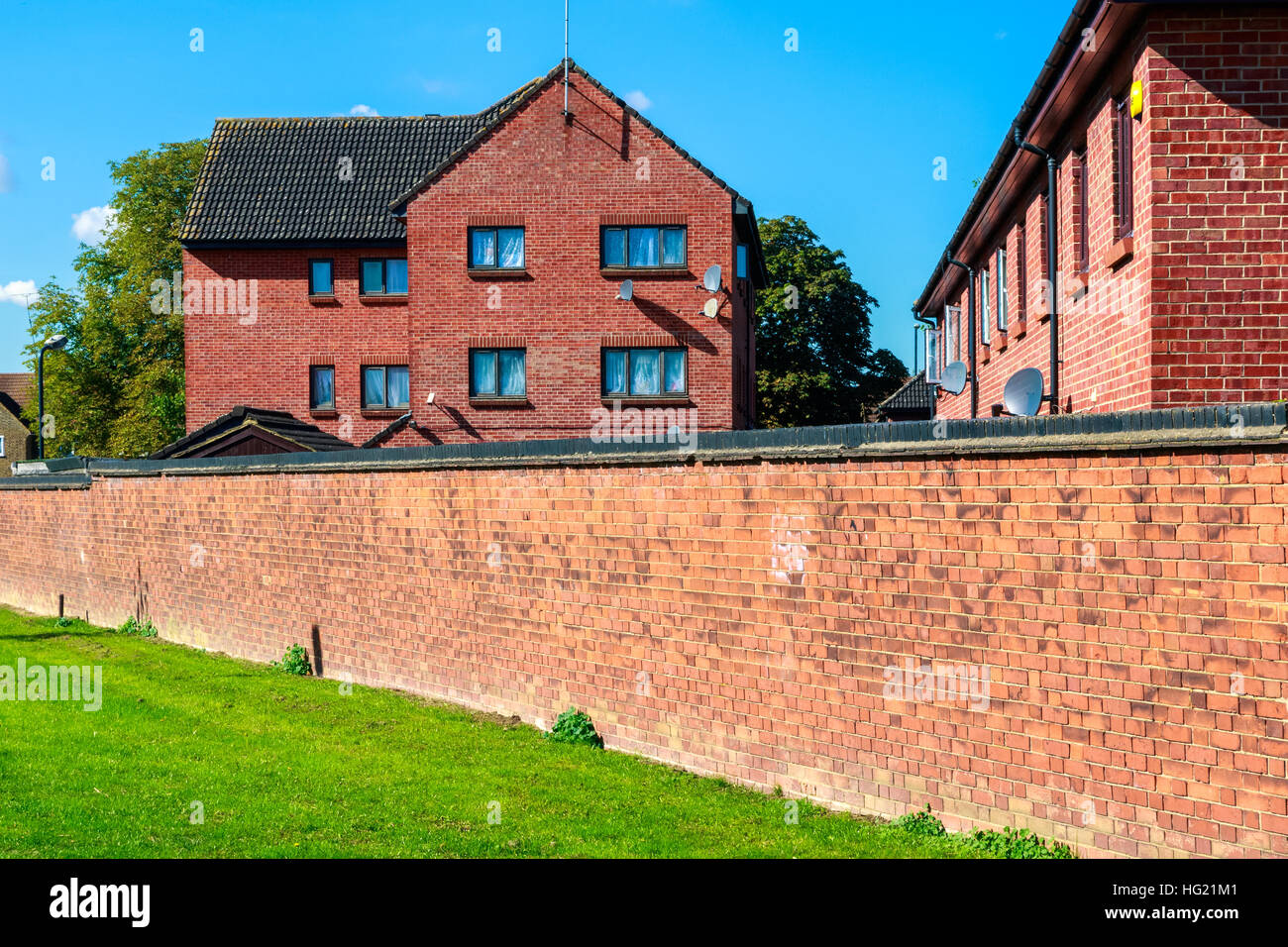 English red brick block of flats Stock Photo