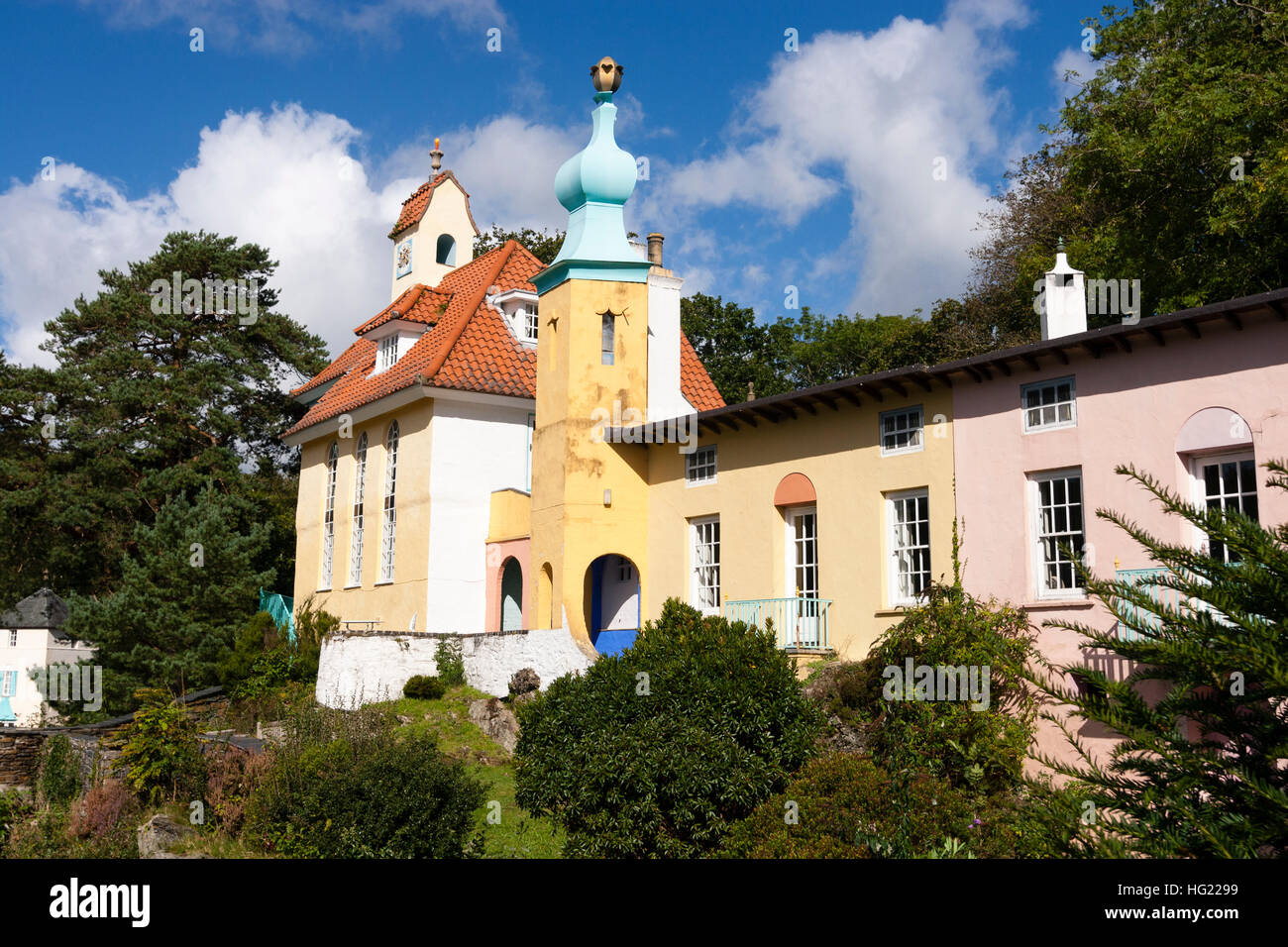 Cottages at the italianate village of Portmeirion, North Wales, UK Stock Photo