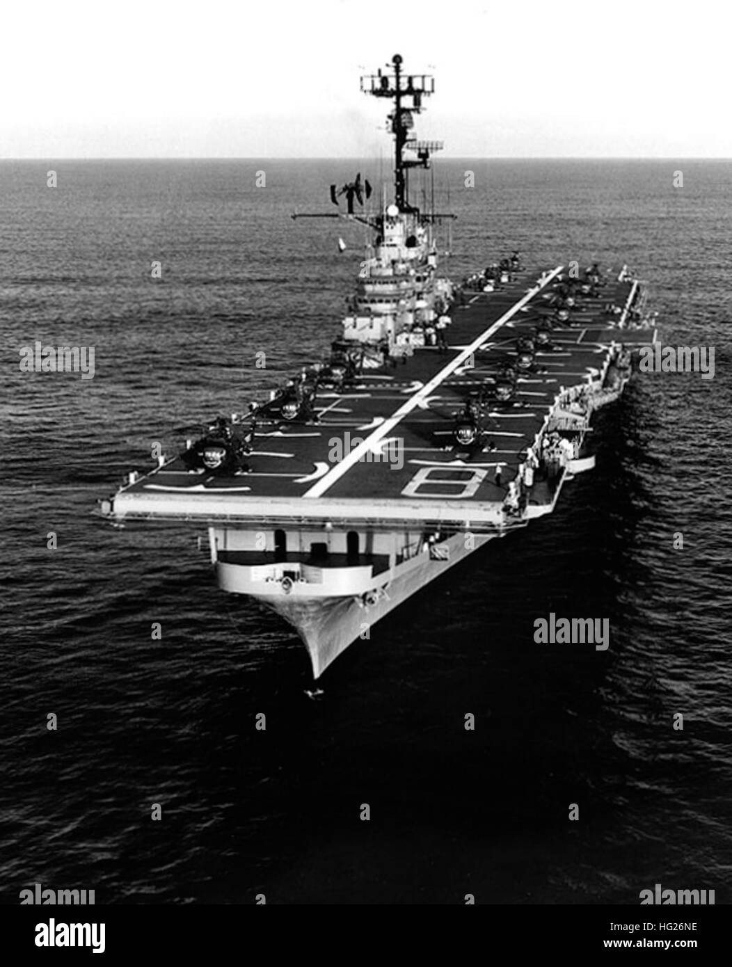 USS Valley Forge (LPH-8) at sea on 30 May 1964, with Marine Corps UH-34 ...