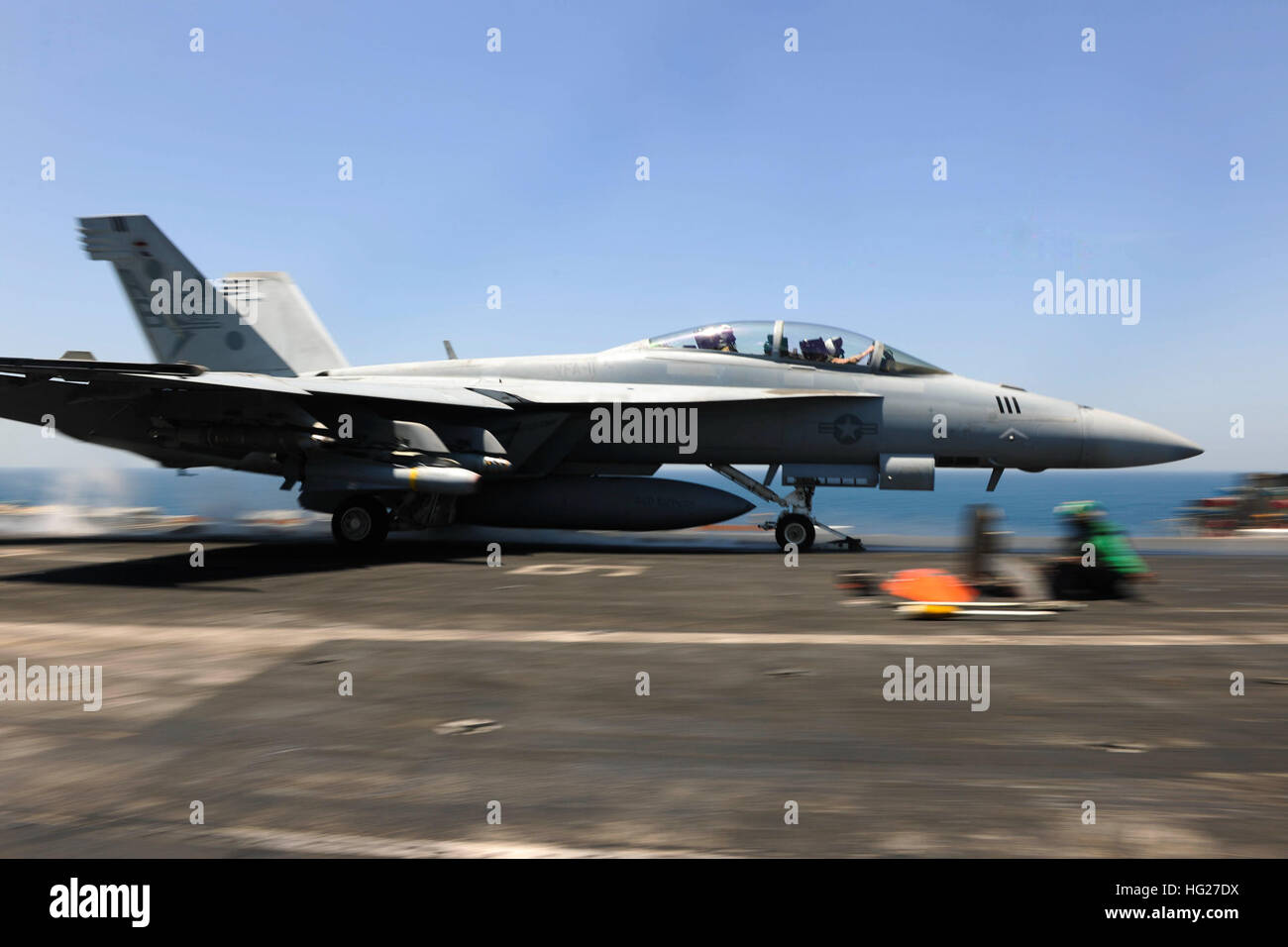 An F/A-18F Super Hornet from Strike Fighter Attack Squadron 11 ('Red ...