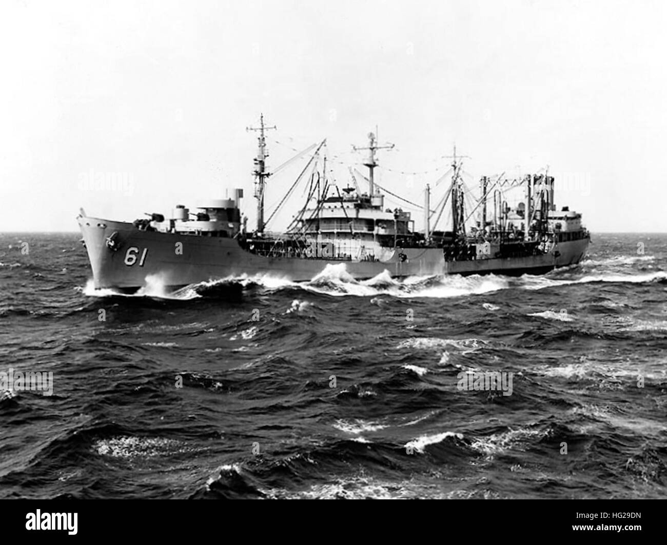 USS Severn (AO61) underway at sea, after refueling USS Tarawa (CVS40