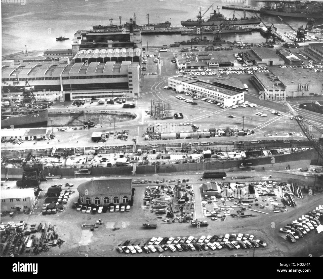 USS Chicago (CG-11) and other ships at the San Francisco Navy Yard in ...