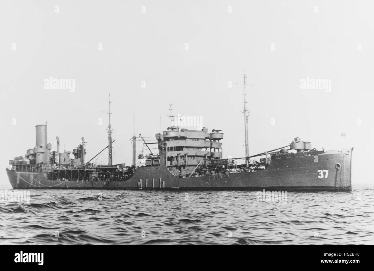 USS Merrimack (AO-37) at anchor c1945 Stock Photo