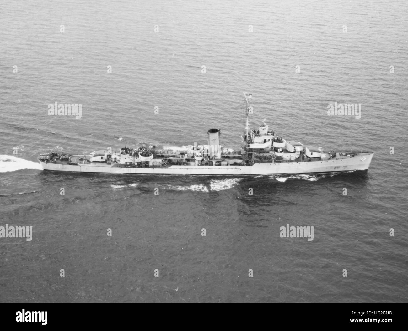 Sims Class Destroyer Model USS Warrington (DD-383), a Sims-class destroyer, operates in Perles Bay ...