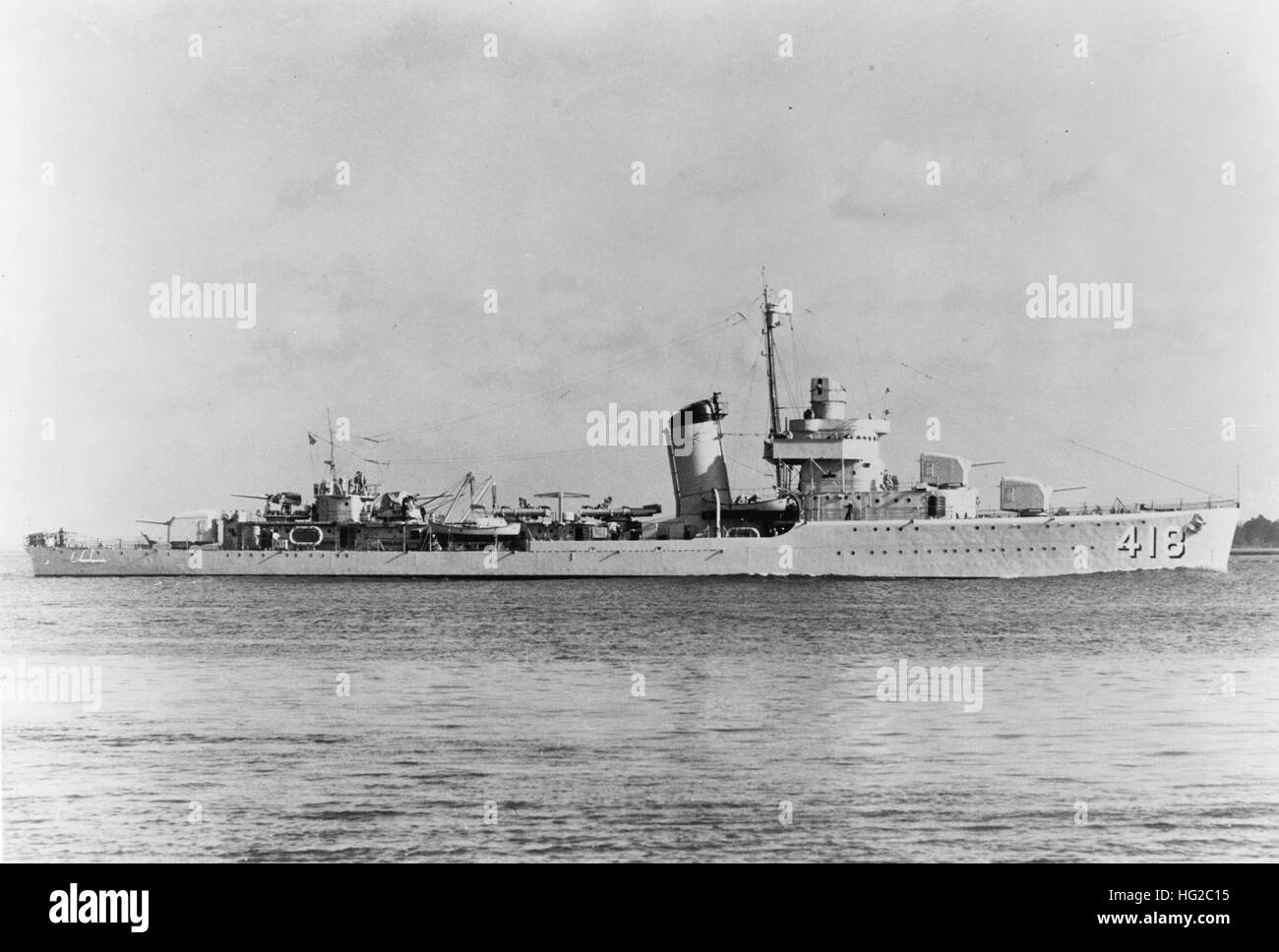 Sims Class Destroyer Model USS Roe (DD-418), a U.S. Navy Sims-class destroyer, is underway ...