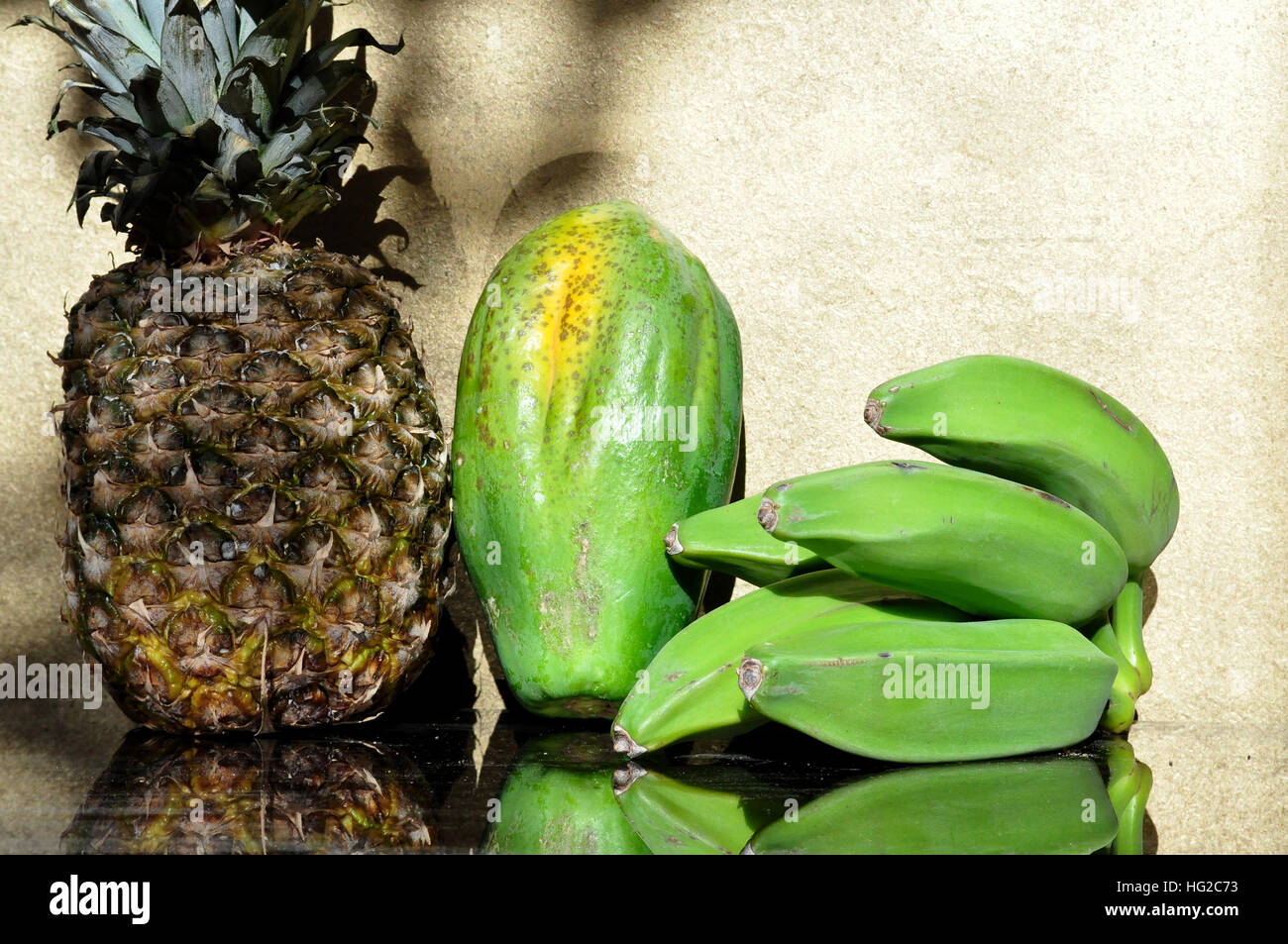 pineapple, papaya and bananas Stock Photo Alamy