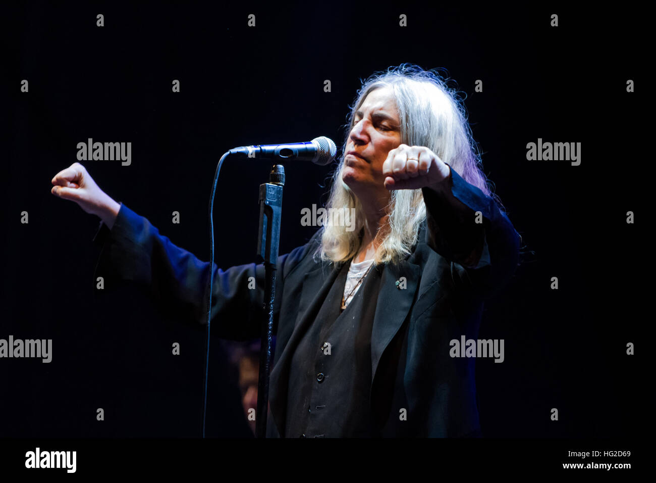 Turin, Italy, 27th July 2015 Patti Smith perfoms live the Horses tour Stock Photo