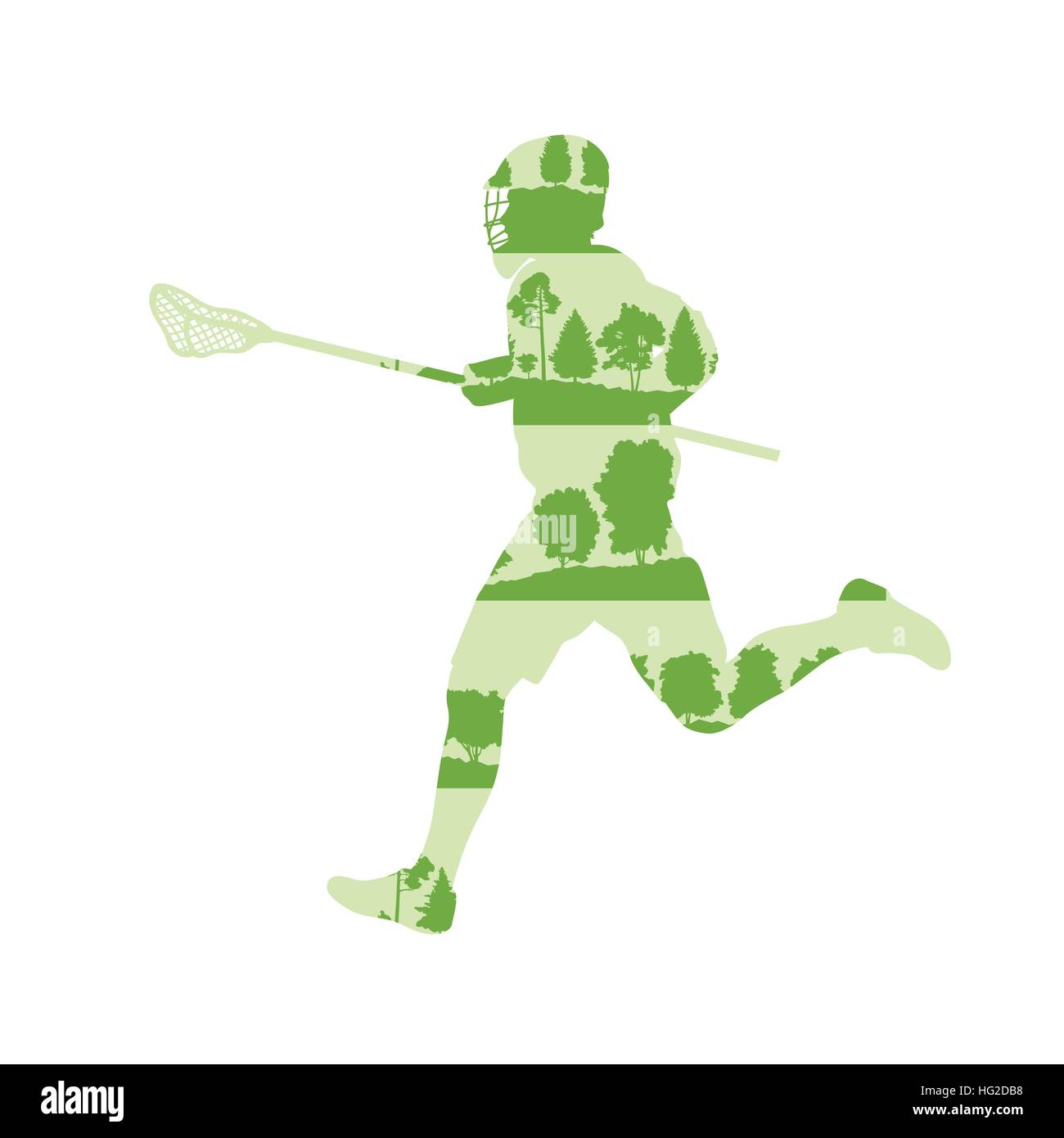 Lacrosse player in game vector background illustration concept made of