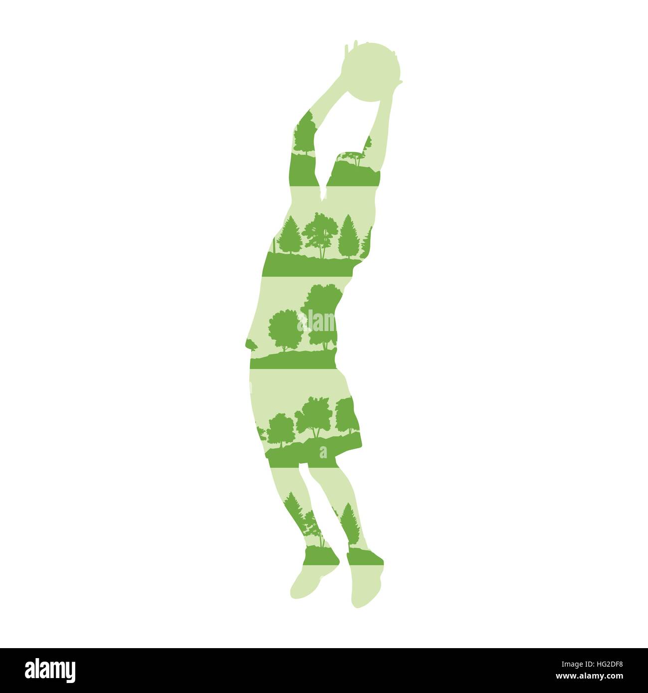 Basketball player vector background concept made of forest trees ...