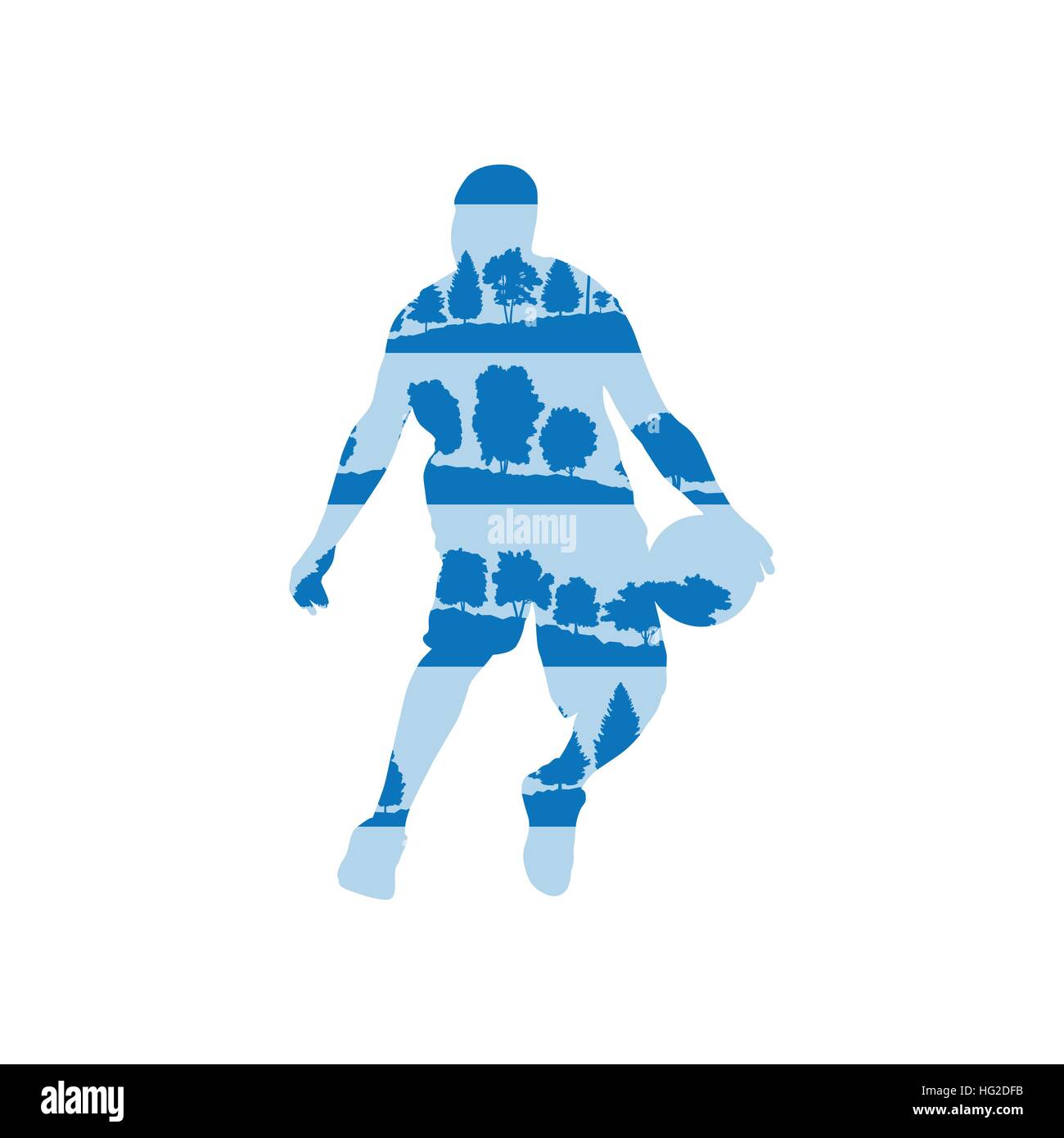 Basketball player vector background concept made of forest trees ...