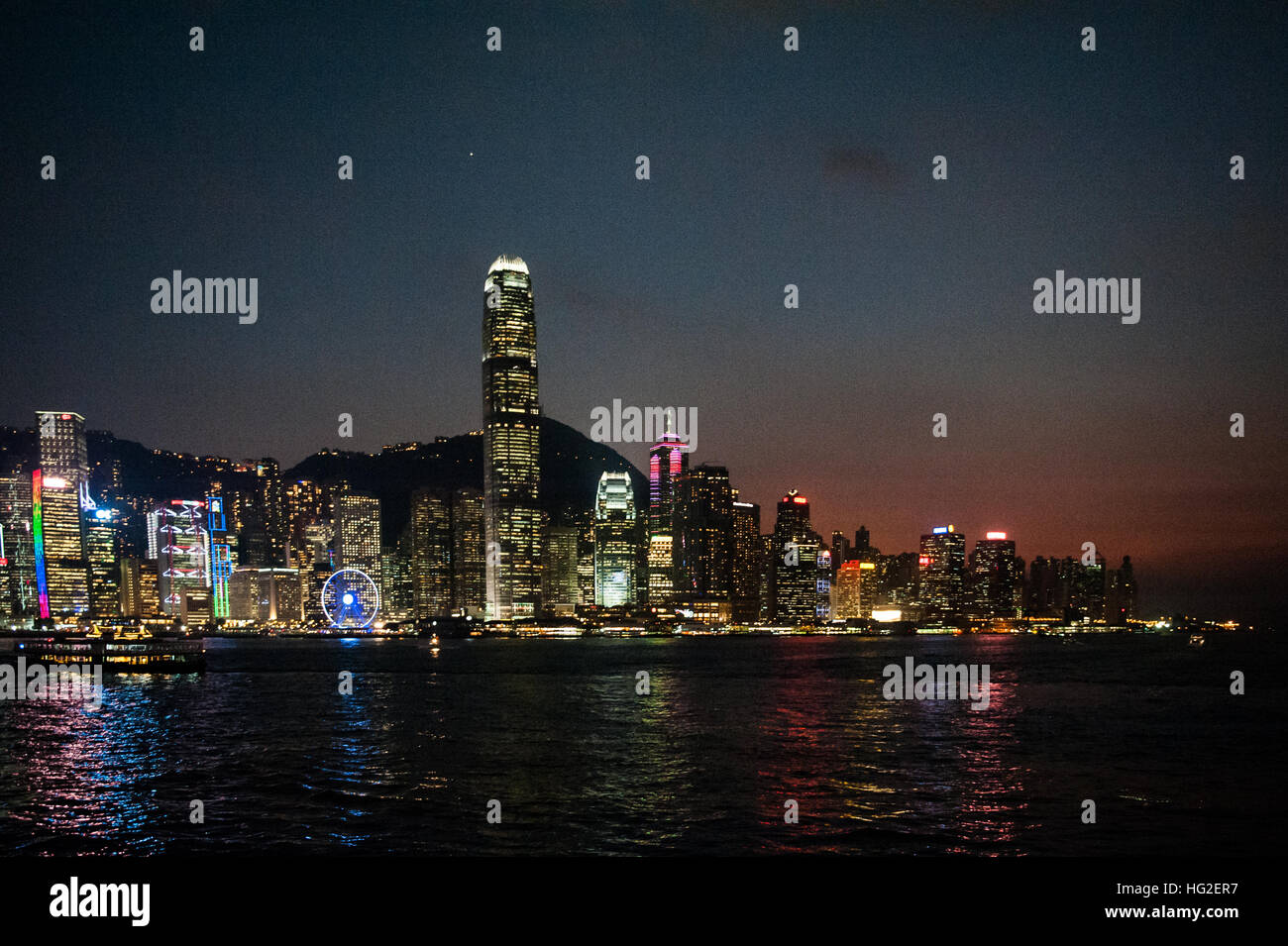 Hong Kong skyline at night Stock Photo