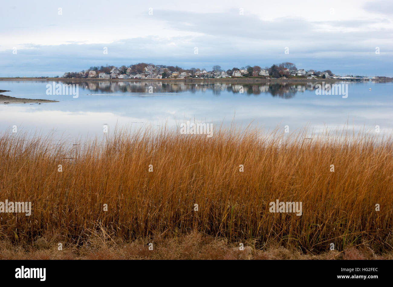 Hull waterfront homes viewed from the shore of the World's End park