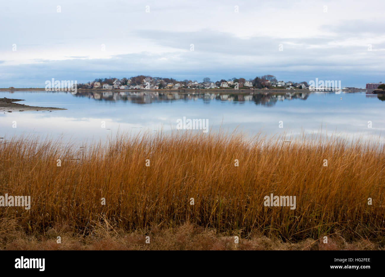 Hull waterfront homes viewed from the shore of the World's End park Stock Photo Alamy