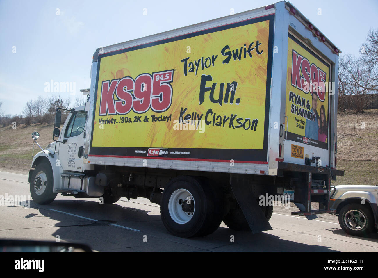 Transport truck advertising the music of Taylor Swift, Kelly