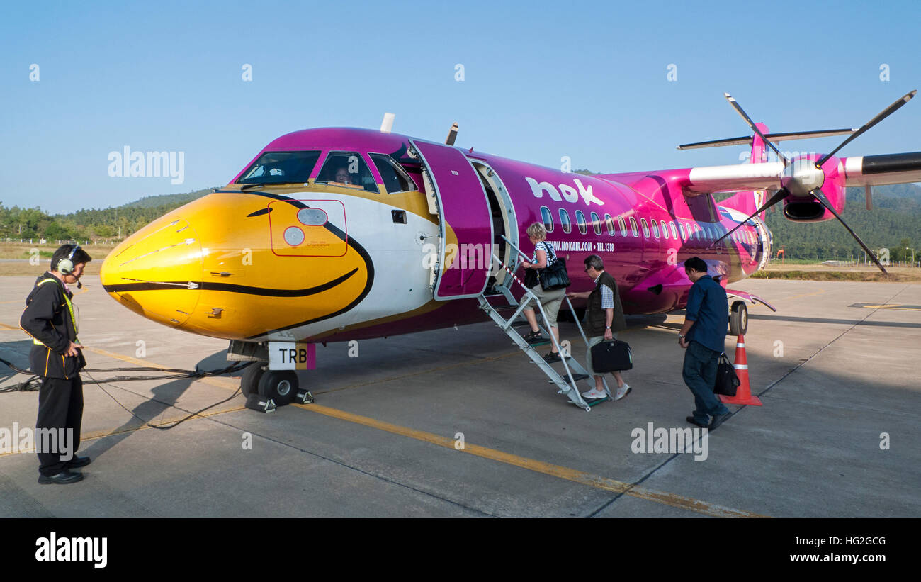 Nok Air ATR 72 propeller aircraft Mae Hong Son Thailand Stock Photo