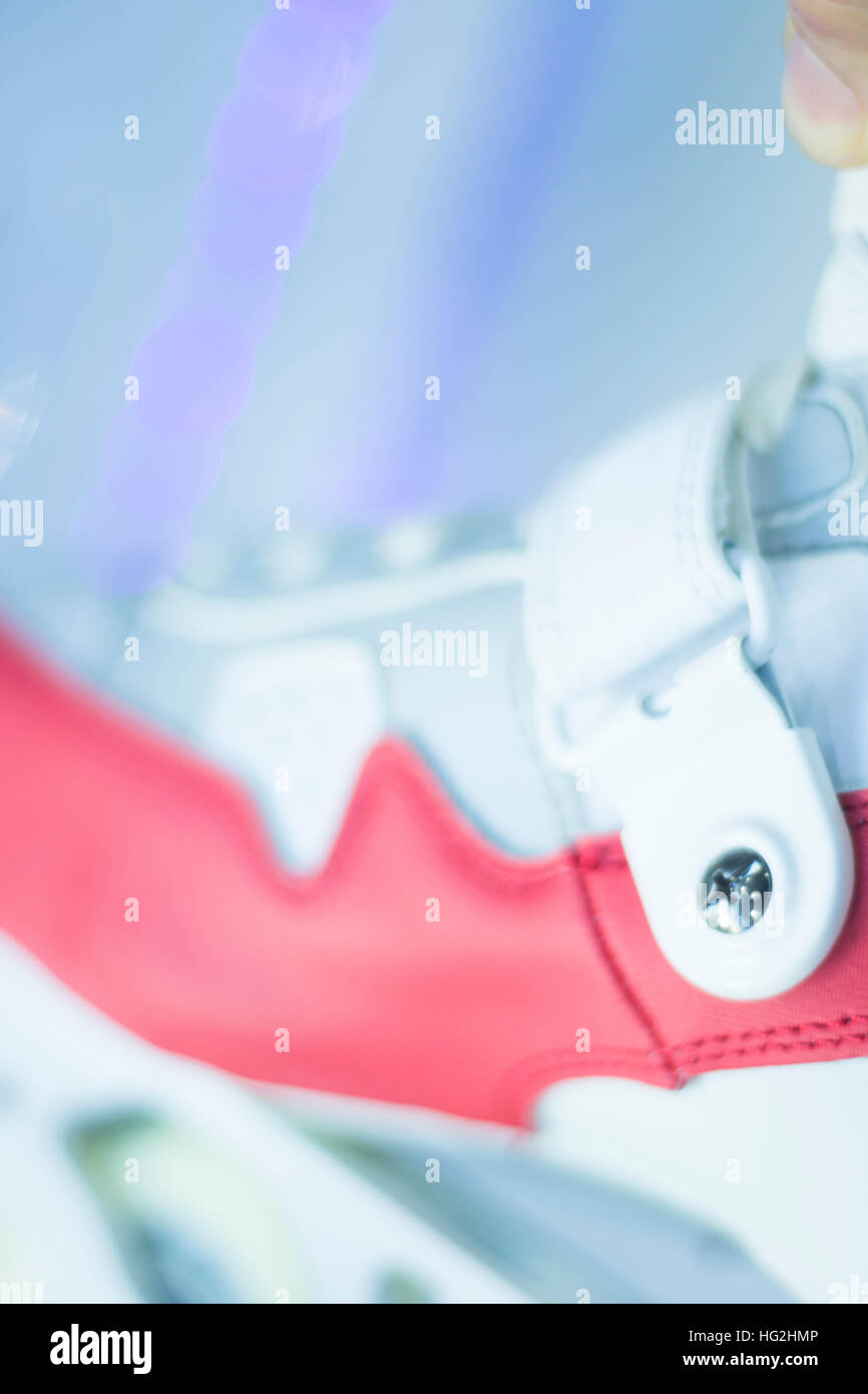 Freestyle girls pink inline skates boots and wheels in retail store