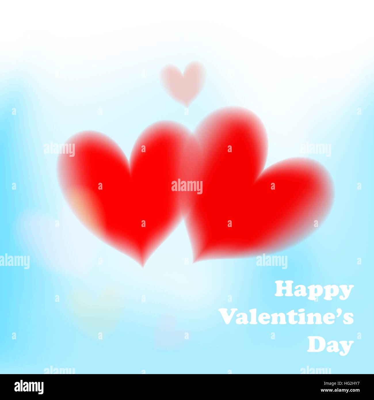 Valentines day card with soft red hearts on blue background Stock ...