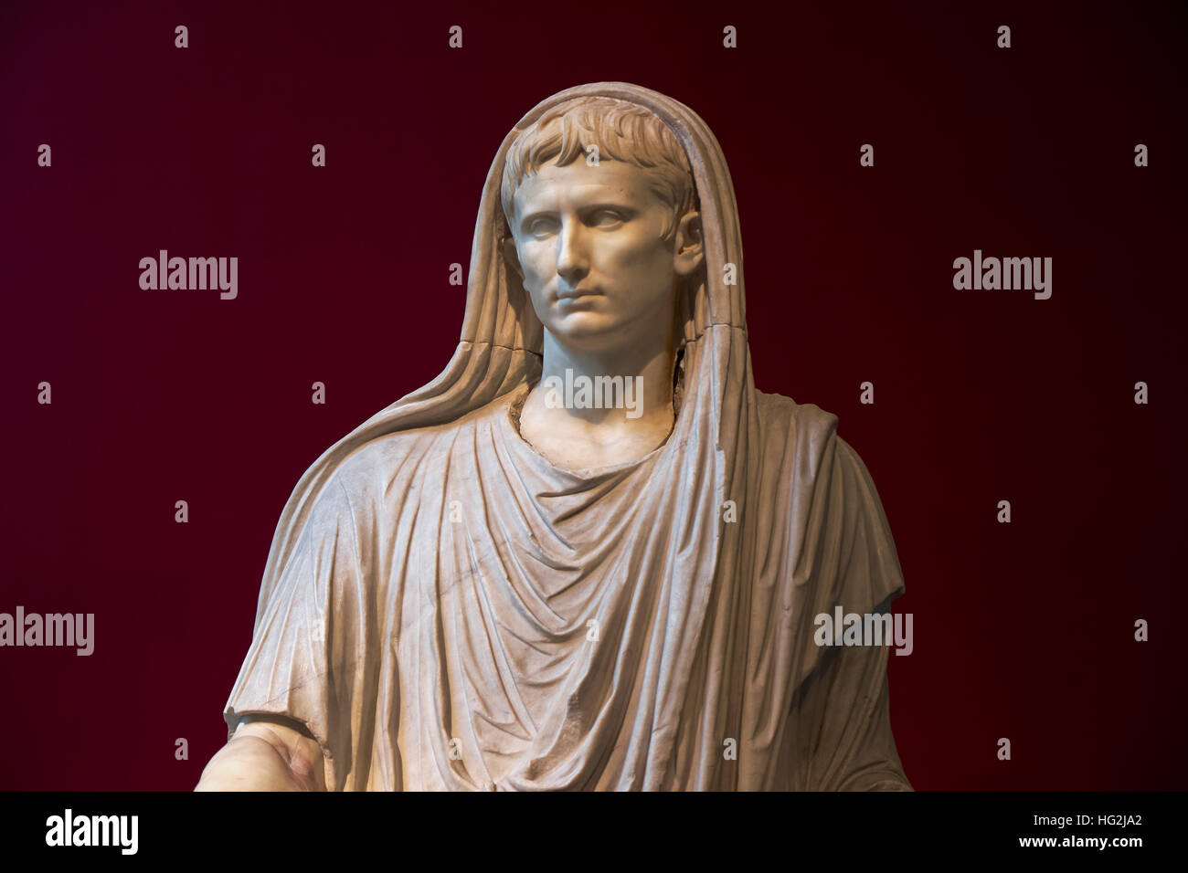 Sculpture of Emperor Augustus as Pontifex Maximus.Roman museum, Palazzo ...