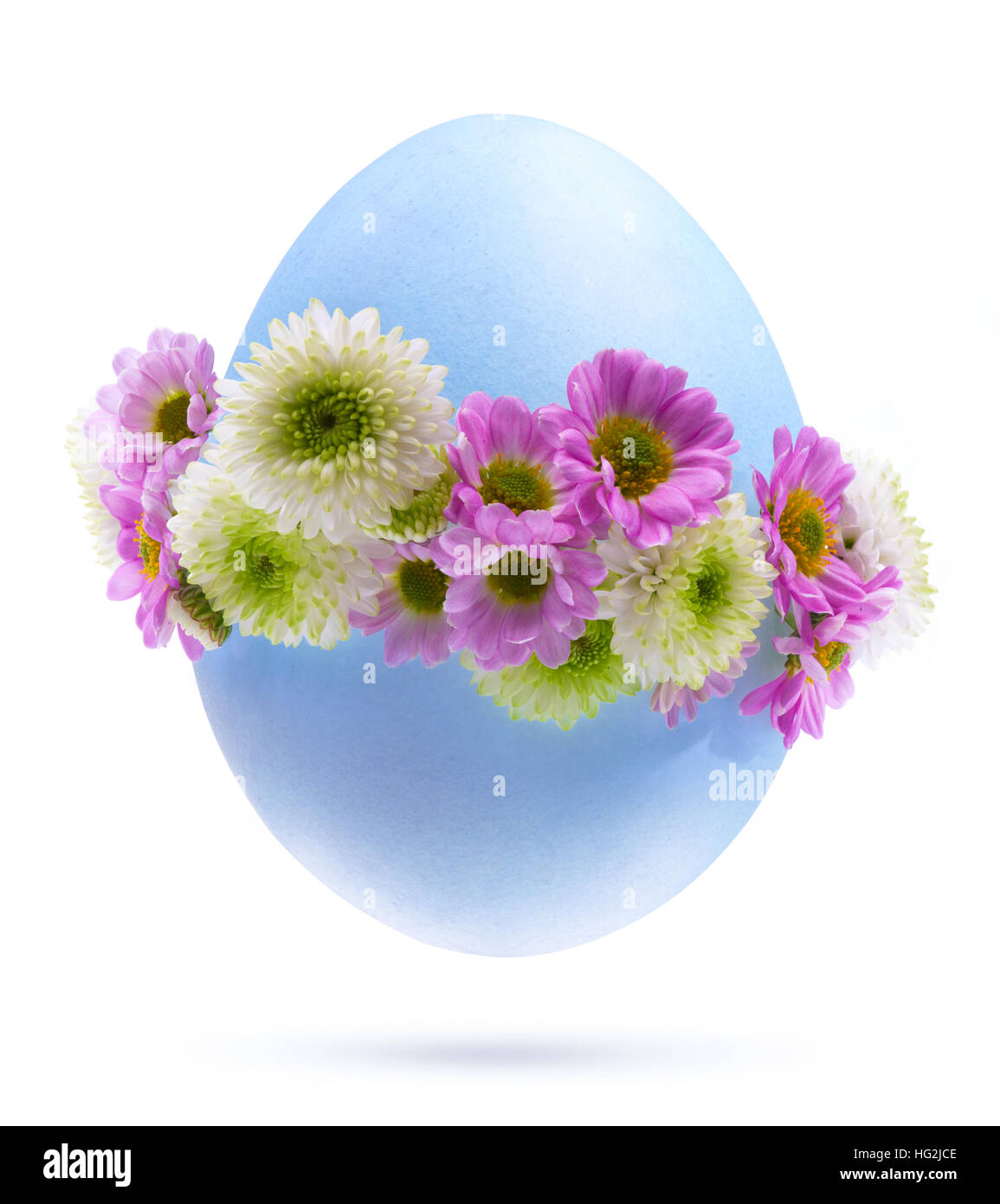Easter eggs decorated by flowers Isolated on white background Stock ...
