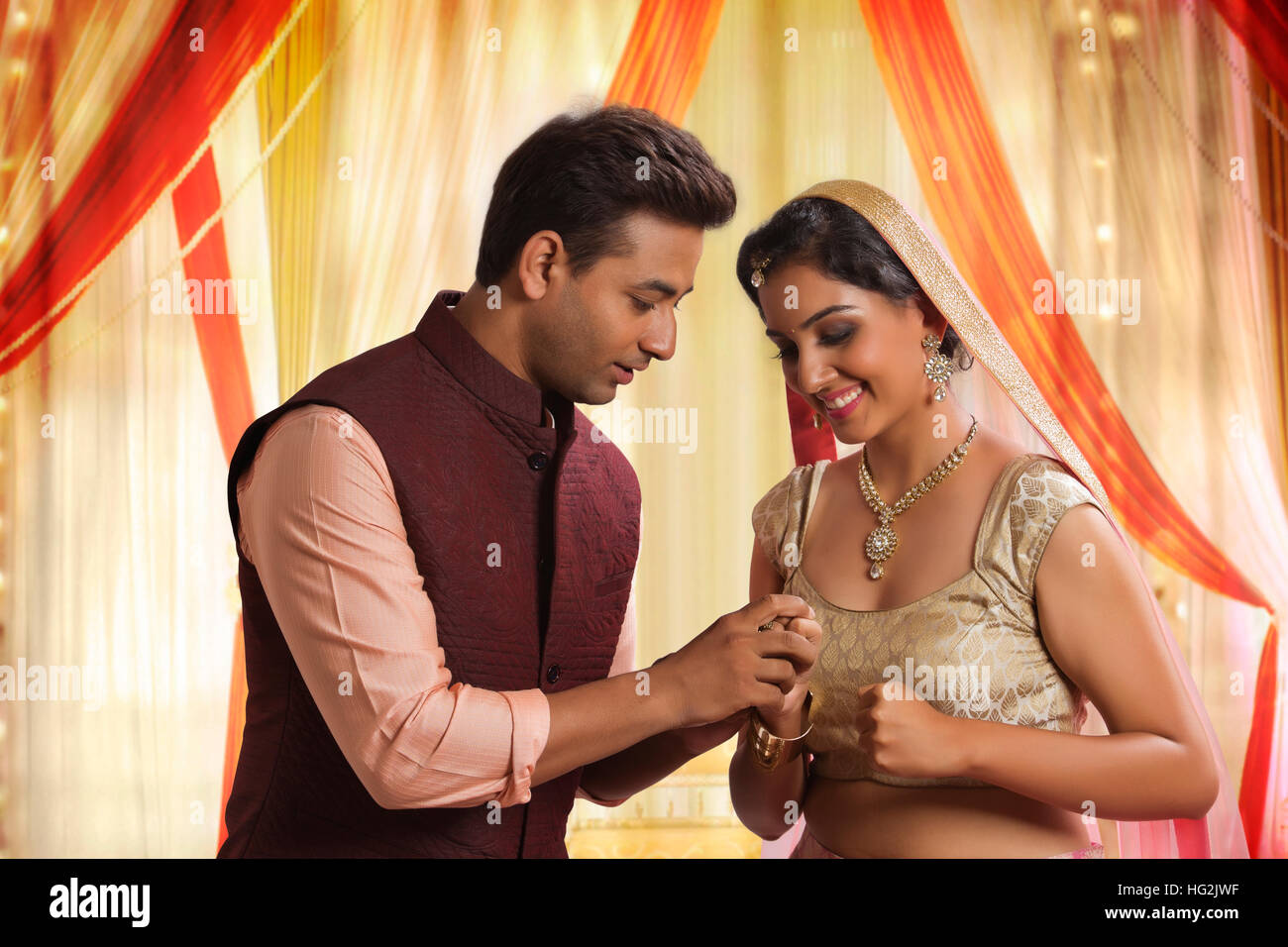 Indian couple engagement hands hi-res stock photography and images - Alamy
