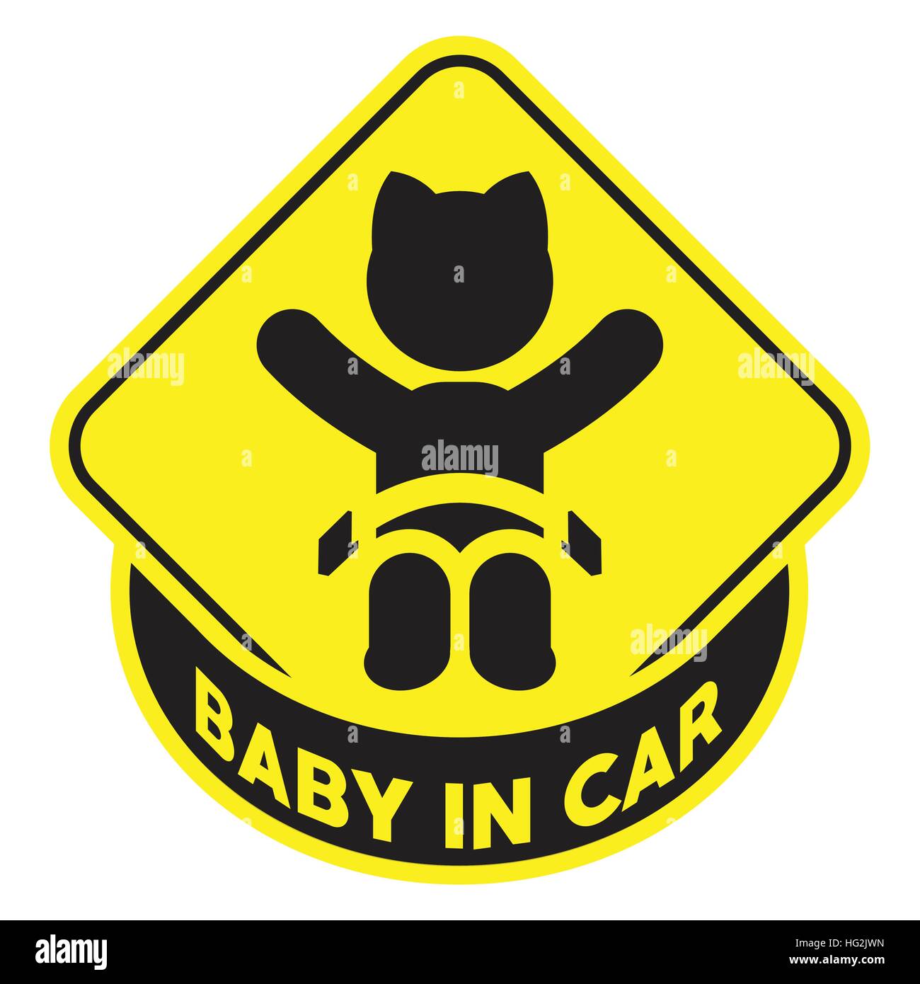 baby in car sticker Stock Vector