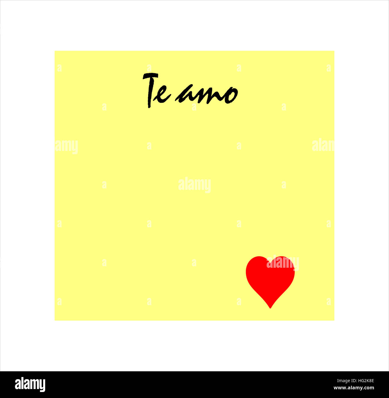 I Love You Message In Spanish On Yellow Post It Sticker Stock