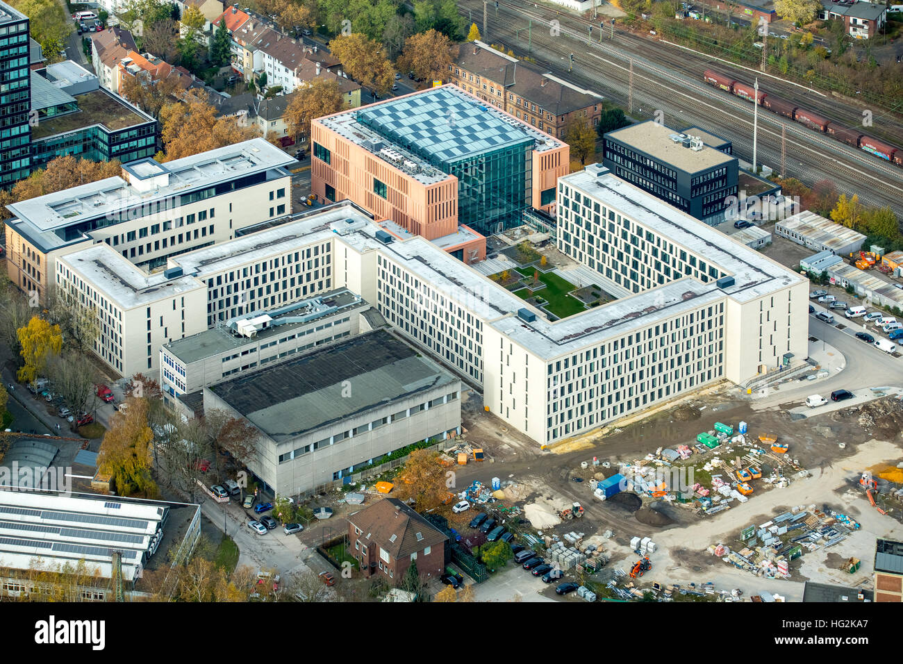 Aerial view, Justice Center Bochum, judicial, prosecutorial and Human Services, Bochum, Ruhr area, North Rhine-westphalia, Stock Photo