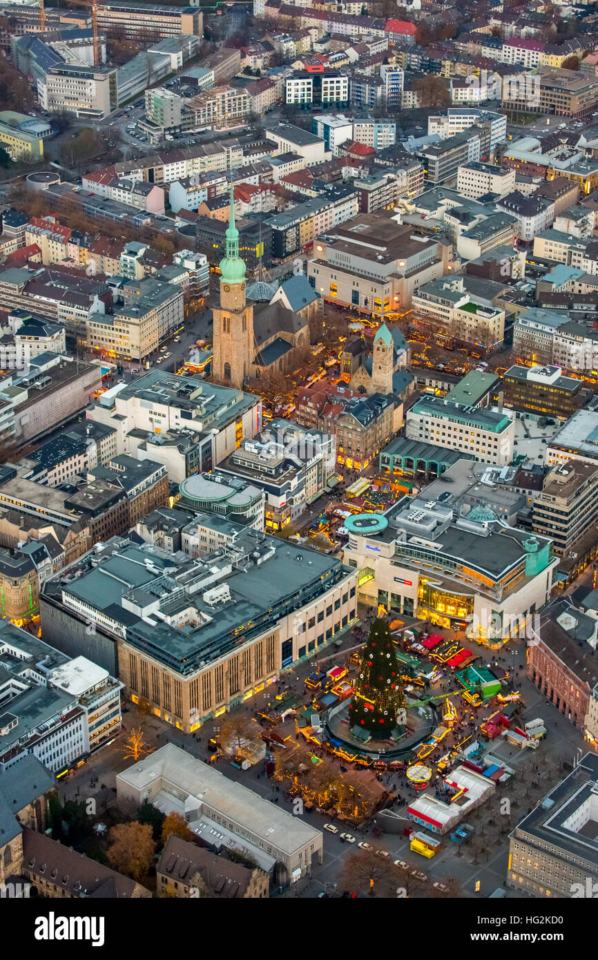 Aerial view, the biggest Christmas tree in the world is in Dortmund at